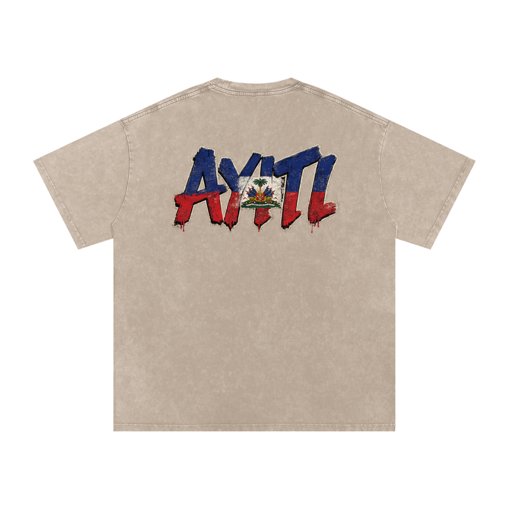 Snow Washed Oversized Cotton T-Shirt Toup Pou Yo