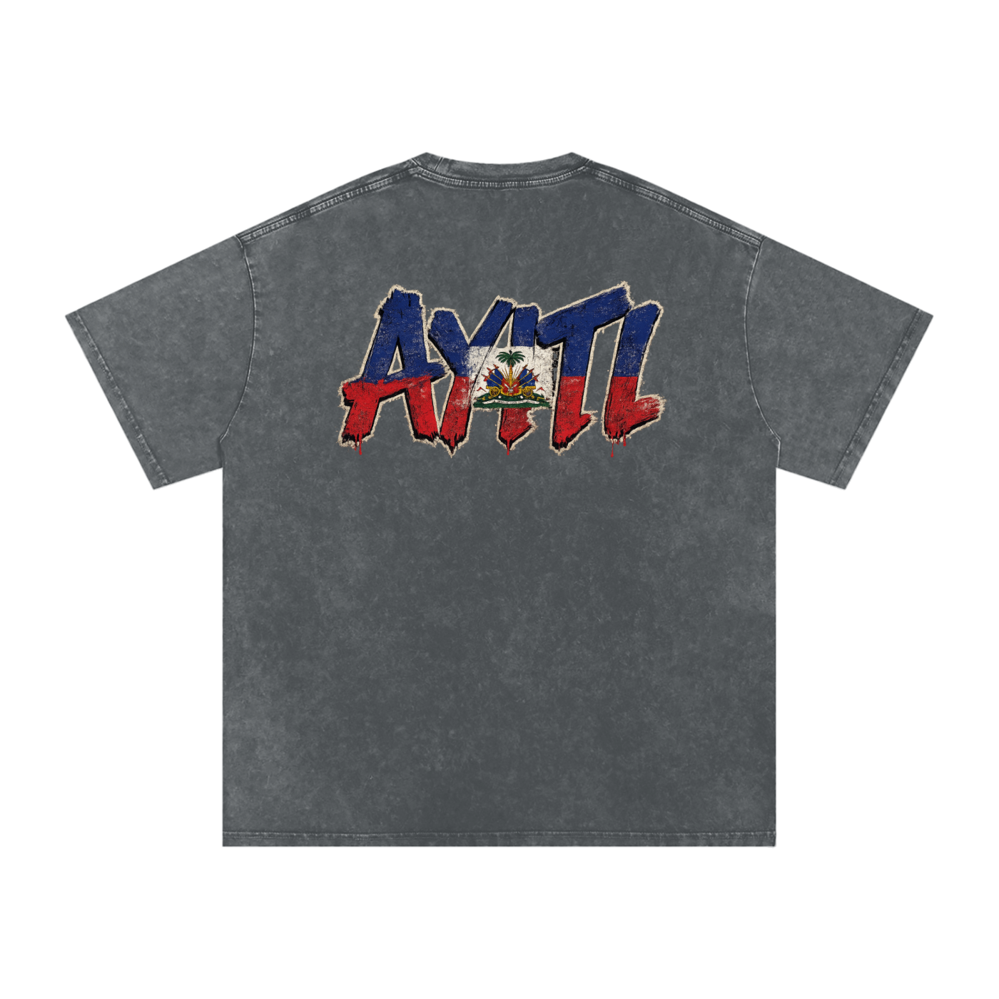 Snow Washed Oversized Cotton T-Shirt Toup Pou Yo