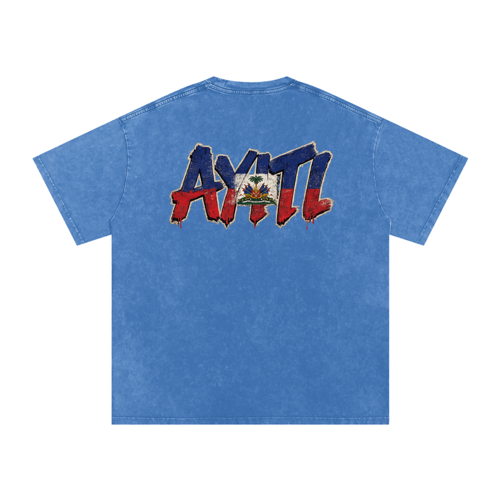 Snow Washed Oversized Cotton T-Shirt Toup Pou Yo