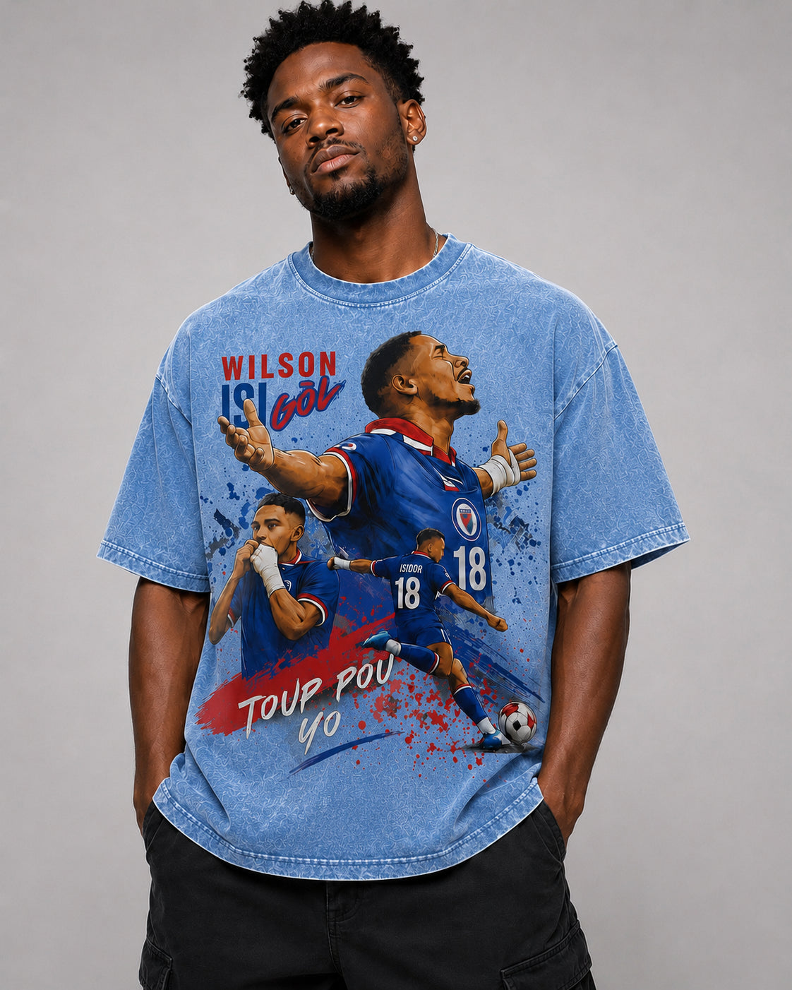 Snow Washed Oversized Cotton T-Shirt Toup Pou Yo
